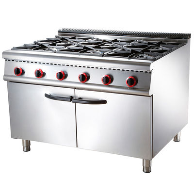 Gamma di gas da cucina commerciale con 4/6 bruciatori e armadietto in LPG2800-3700Pa