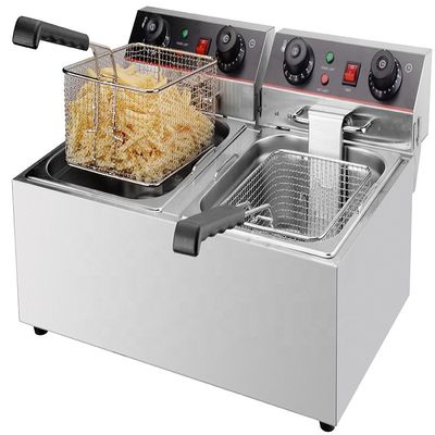 585x460x285mm Controllo del timer Macchina elettrica per friggere patatine con 2 cestini