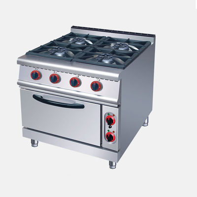 Stufa a gas in acciaio inossidabile e forno elettrico per cucina alberghiera con 4 bruciatori e forno