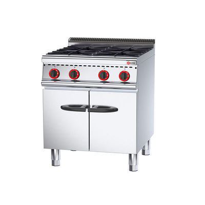 Commercial Heavy Duty Stainless Steel Gas Range con armadietto e quattro cucine