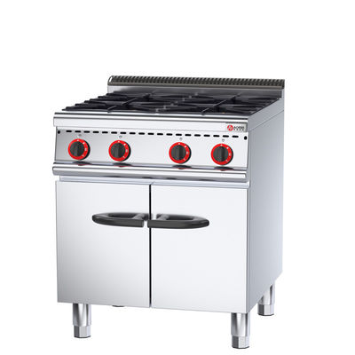 Cucina commerciale in acciaio inossidabile 4 bruciatori gamma con armadio e OEM ODM Servizi