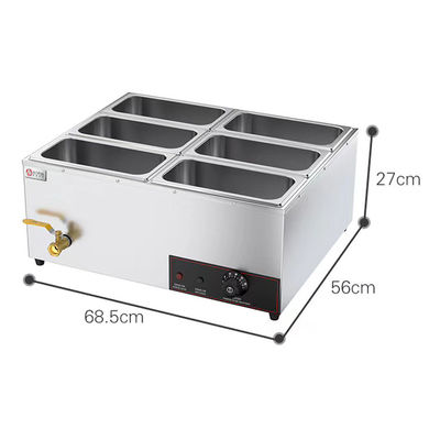 Acciaio inossidabile 6 Pan Caldaia bagno Marie Buffet elettrico per l'industria alimentare
