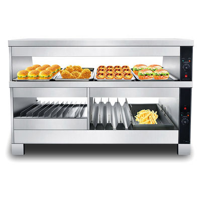 3 in 1 Combo Cabinet Food Warmer Display Acrilico Acciaio Inossidabile Tavolo Commerciale