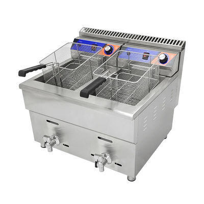 220V a doppio serbatoio Gas Deep Fryer Machine per Fast Food Ristorante Fritura di pollo in acciaio inossidabile