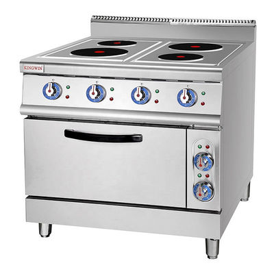 Cucina commerciale 4 piatti gamma di cottura elettrica con forno 380V 800x900x950mm