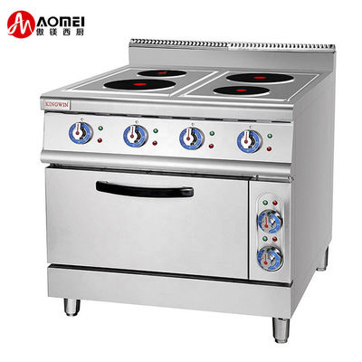 Cucina commerciale 4 piatti gamma di cottura elettrica con forno 380V 800x900x950mm