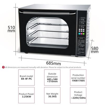 Forno di convezione digitale in vetro in acciaio inossidabile per la produzione di pane da forno
