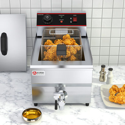 Macchina elettrica di frittura di patatine in acciaio inossidabile con controllo della temperatura e copertura 13L
