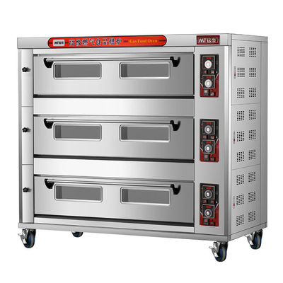 Forno per pizza a gas multifunzionale a 3 piani e 9 vassoi per la cottura commerciale di prodotti a base di grano