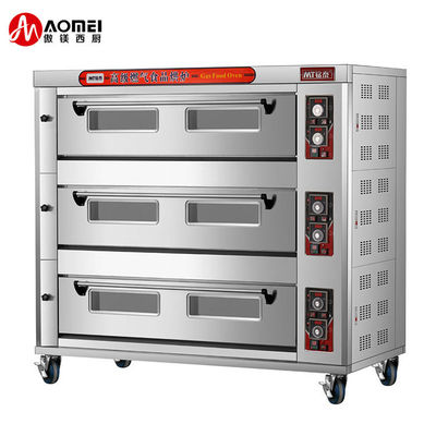 Forno per pizza a gas multifunzionale a 3 piani e 9 vassoi per la cottura commerciale di prodotti a base di grano
