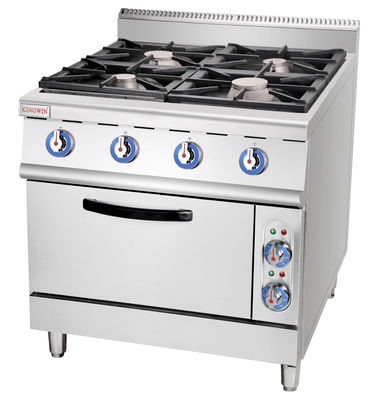 Cucina portatile a gas con 4 stufe a bruciatore e forno in acciaio inossidabile multifunzionale