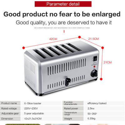 2500W Potenza Acciaio Inossidabile 6 Fregate Tostatore Macchina di Colazione con'bisogni in mente