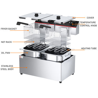 Cucina ristorante fast food Fritura a fondo da 3,5 kW per alberghi e ristoranti Cucina