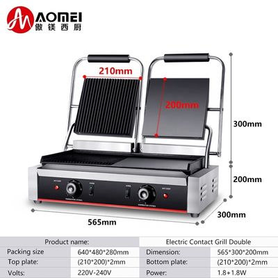 Grill elettrico a contatto superficie antiaderente e 1/2 scanalature per le esigenze del cliente