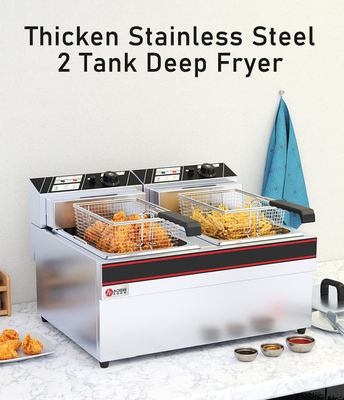2 serbatoi 12L friggitrice elettrica Commercial Oil Outlet Deep Fryer 6L Oil Basin per Food Shop