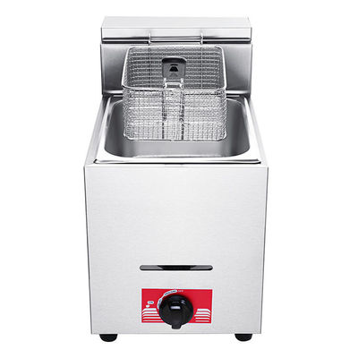 6L Lpg in acciaio inossidabile Fritura a gas per cucina alberghiera 1 serbatoio 1 cestino 340x630x610