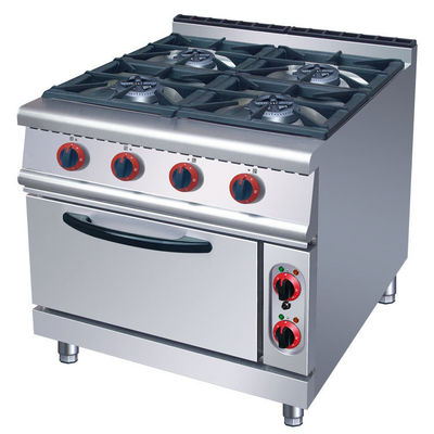 Stufa a gas in acciaio inossidabile e forno elettrico per cucina alberghiera con 4 bruciatori e forno