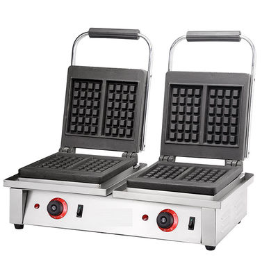 4KW Commercial Double Square Belgian Waffle Maker con piatti sandwich intercambiabili
