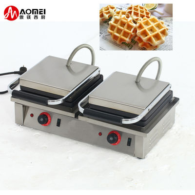 4KW Commercial Double Square Belgian Waffle Maker con piatti sandwich intercambiabili