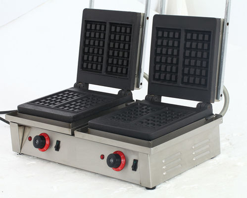 4KW Commercial Double Square Belgian Waffle Maker con piatti sandwich intercambiabili