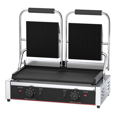 565x370x190mm Grill elettrico a contatto Piatto da barbecue caldo con tutti i solchi Piatto doppio Panini Grill