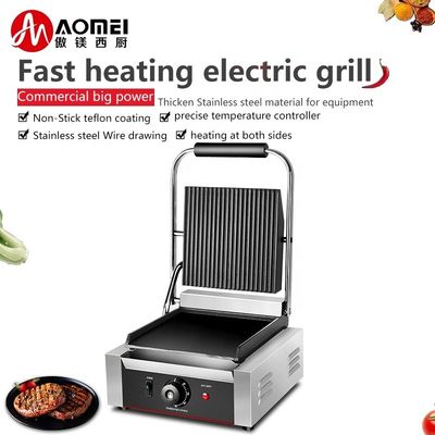 Potentissima griglia elettrica per hamburger con superficie di ferro fuso spessa, a scanalatura superiore e a fondo piatto