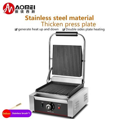 Grill elettrico Panini Maker commerciale con superficie di cottura antiaderente e piatti sandwich
