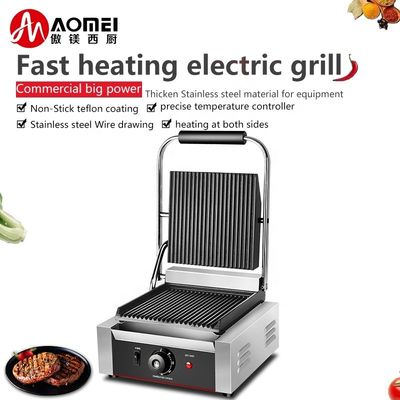 Grill elettrico Panini Maker commerciale con superficie di cottura antiaderente e piatti sandwich