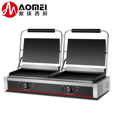 Full flat 2in1 Double plate Panini Sandwich Press Electric Contact Grill per il commercio