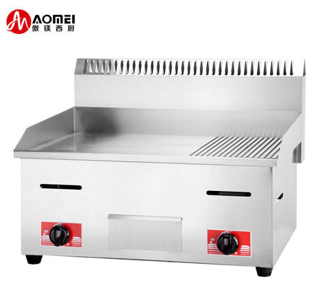 11.5kW Cassa protettiva Acciaio inossidabile Gas Burger Griddle con 1 / 3 Grooved Conto