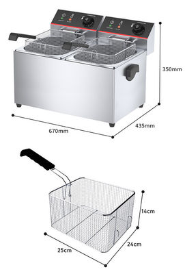 Ristorante 11L 11L Industrial Double Electric Deep Fryers con funzione di protezione dal riscaldamento