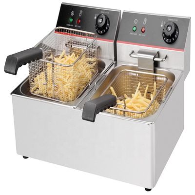 Cucina commerciale Doppia cisterna elettrica Doppia cisterna macchina fritta per attrezzature per snack