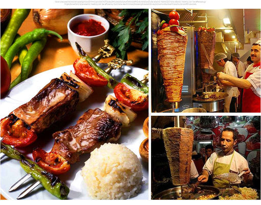 Gas Voltage in acciaio inossidabile Doner Kebab Grill Machine per ristorante Shawarma tostapane