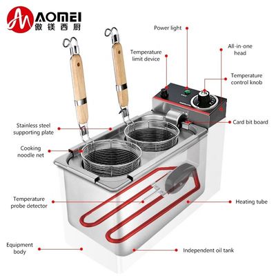 Acciaio inossidabile 201/304 Cucina elettrica commerciale a pasta istantanea 215x420x310mm