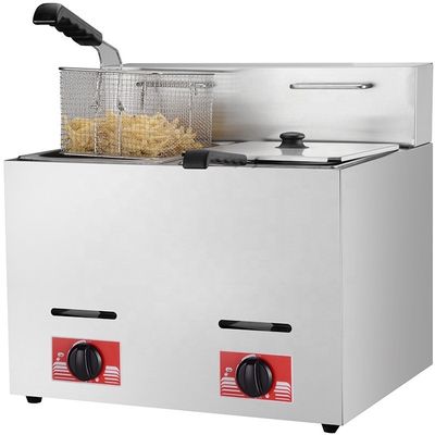 Fritura a gas 6L 6L in acciaio inossidabile commerciale 2 serbatoi Lpg per cucina rapida