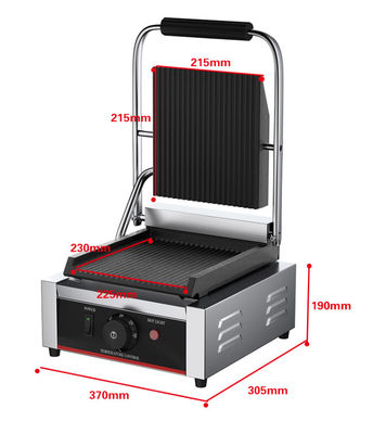 Grill Panini elettrico commerciale 1800W Potenza per sandwich Contatto in cucina di ristorante