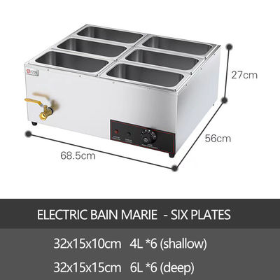 Acciaio inossidabile 6 Pan Caldaia bagno Marie Buffet elettrico per l'industria alimentare