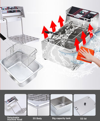 Fritura elettrica professionale 1 serbatoio 1 cestino 220V/110V Voltaggio per uso commerciale