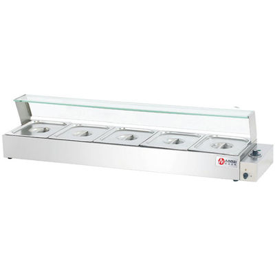 Alberghi Buffet Apparecchiature alimentari Copertura in vetro in acciaio inossidabile Elettrico Bain Marie per alimenti