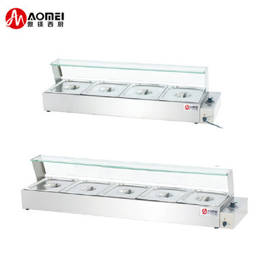 Alberghi Buffet Apparecchiature alimentari Copertura in vetro in acciaio inossidabile Elettrico Bain Marie per alimenti