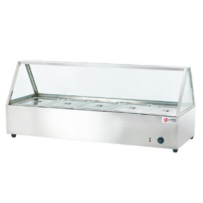 Alberghi Buffet Apparecchiature alimentari Copertura in vetro in acciaio inossidabile Elettrico Bain Marie per alimenti