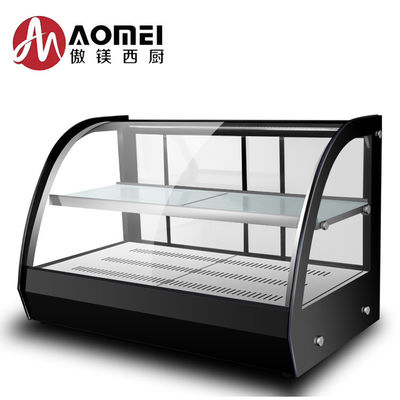 1200x530x580mm Display in vetro curvo nero per il riscaldamento dei cibi