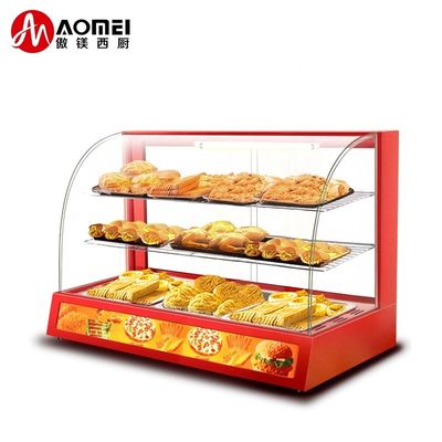 1200x530x580mm Display in vetro curvo nero per il riscaldamento dei cibi