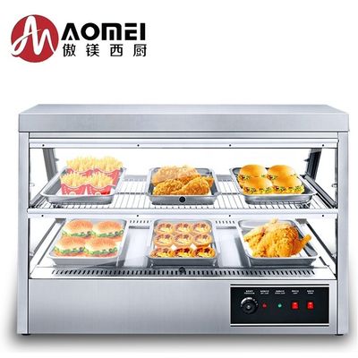 Display di riscaldamento alimentare termico elettrico a temperatura controllata con tavolino di vetro