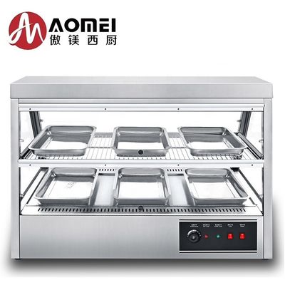 Display di riscaldamento alimentare termico elettrico a temperatura controllata con tavolino di vetro