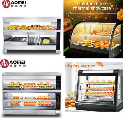 Display di riscaldamento alimentare termico elettrico a temperatura controllata con tavolino di vetro