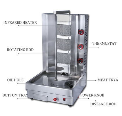 23 KG Automatic Grade Automatic Gas Shawarma Machine per tagliare velocemente e Kebab Doner
