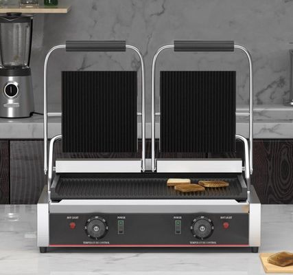 Industrial Double Heads Electric Panini Contact Grill Sandwich Press con muffa privata