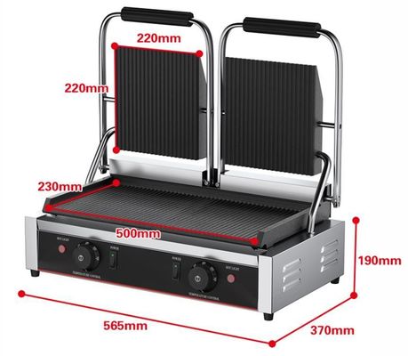 Industrial Double Heads Electric Panini Contact Grill Sandwich Press con muffa privata