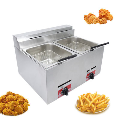 Fritura a gas a doppio serbatoio da 6L a 6L per la frittura dei cibi sul tavolo in cucina commerciale